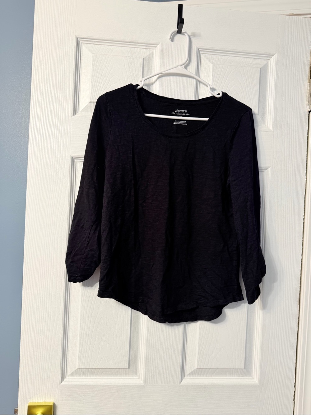 Chicos basic 3-4 sleeve black top size 0, equivalent to a small